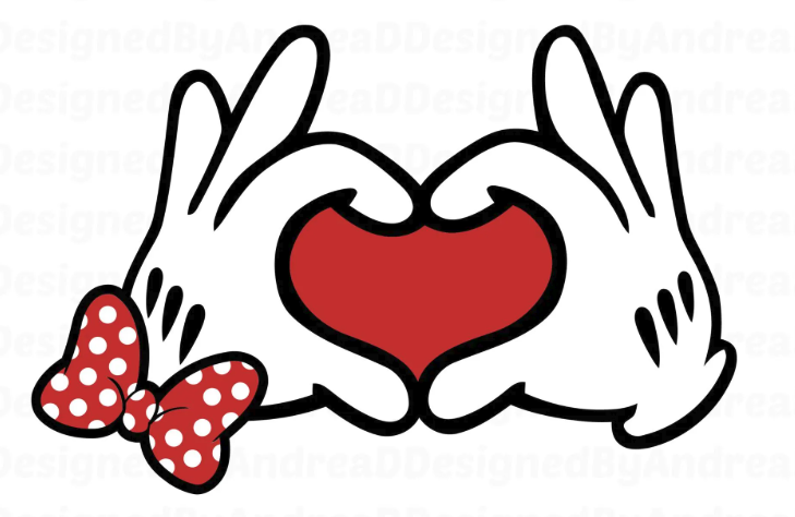 Minnie Mouse, die mit ihren Händen ein Herz formt